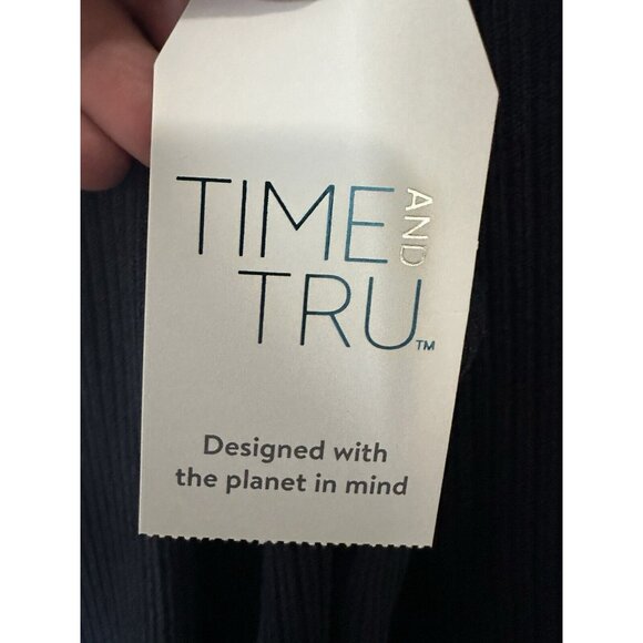 Time and Tru Blue Ribbed Pullover Tunic Hoodie Sweater Size XL - Picture 3 of 8